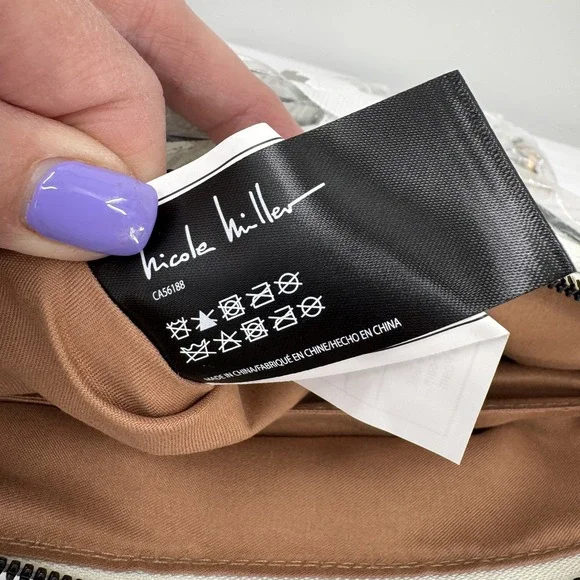 Nicole Miller Crossbody Bag Womens One Size Creme Bone Monogram Purse New - Picture 7 of 10